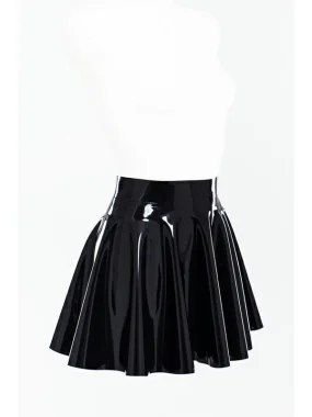 Latex Black Pleated Skirt
