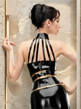 Latex Two Tone Kitsune Top with Strappy Chest