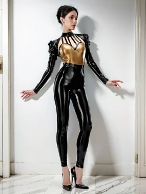 High Waist Black Latex Leggings