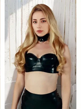 Latex Bra with Garter Skirt Set