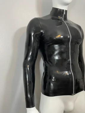 Latex Long Sleeve Top with Front Zipper