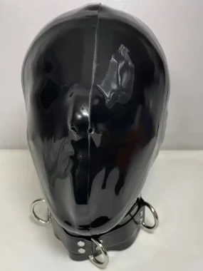 Black Full Cover No Eyes Latex Hood
