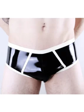Latex Contrast Trimmed Black Briefs