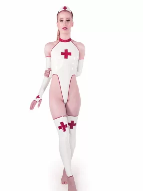 Latex nurse bodysuit set
